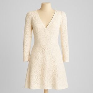 Free People Cream Lace Midi Dress with V-Neck